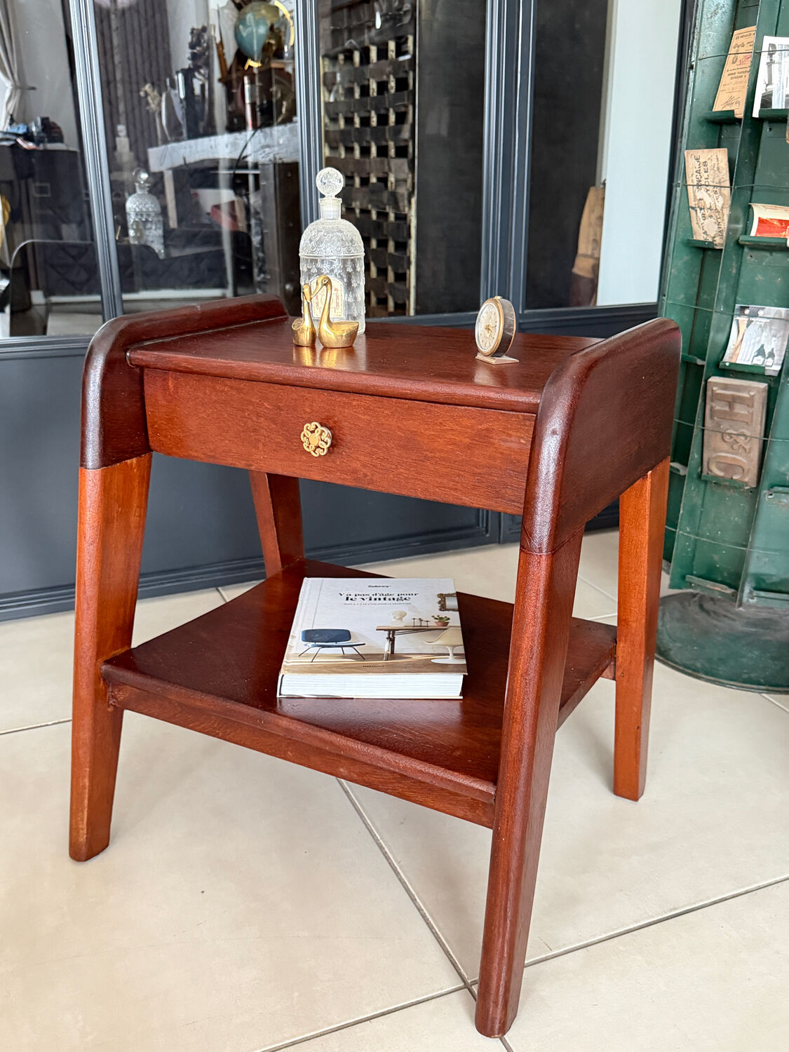 Vintage solid wood bedside table
