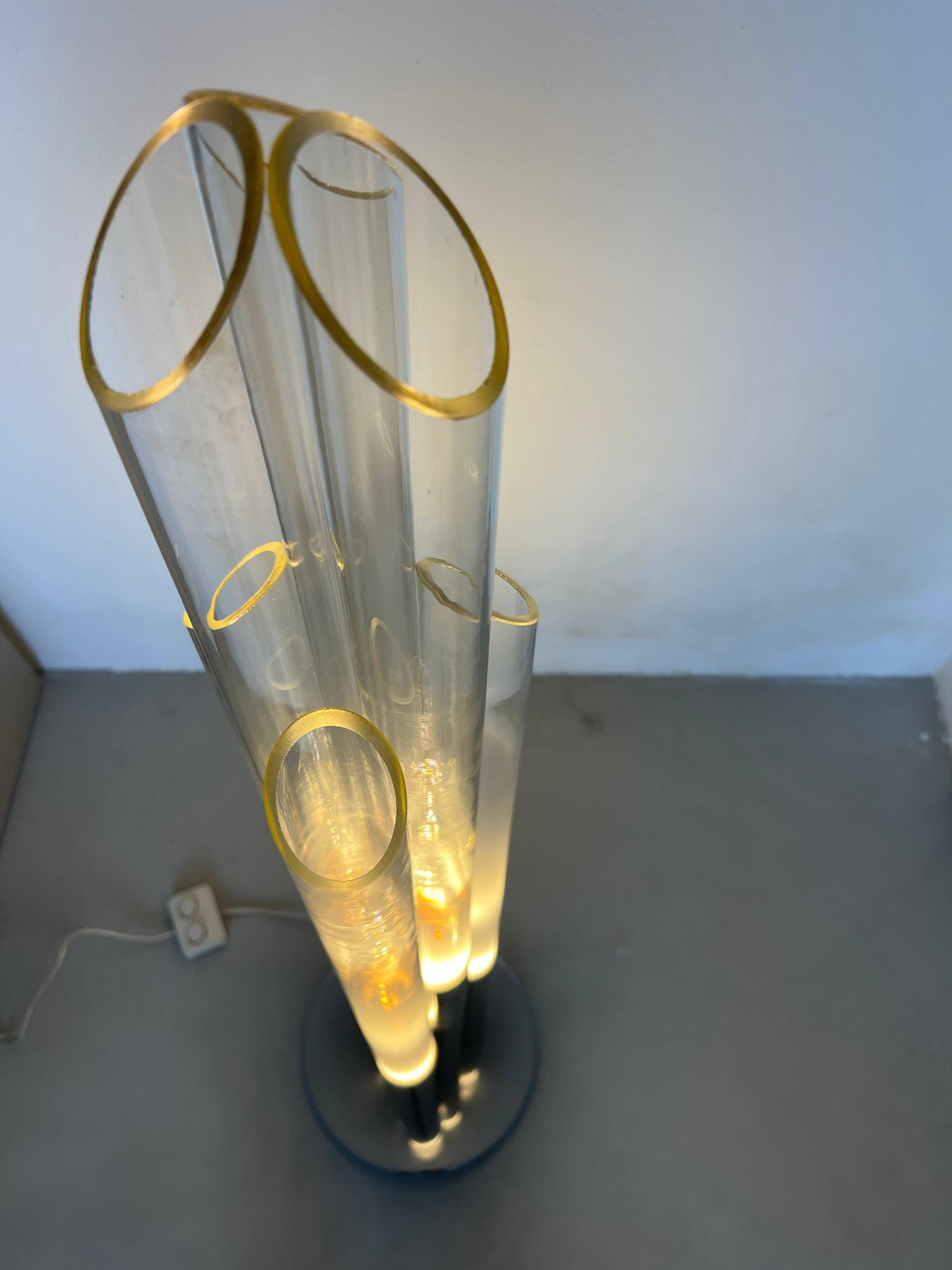 Vintage 1960s Nason, Mazzega, Murano Glass and Metal floor lamp