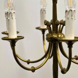 Vintage brass rope & tassel chandelier with 6 lights, France, 1950s