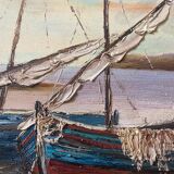 HST painting "Port de Collioure" by Vincent Pulpito + gallery stamp frame