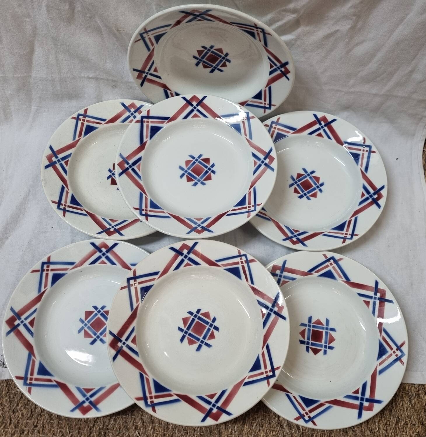 Soup plates and soup tureen Moulin des loups, hamage, US Taritz art deco