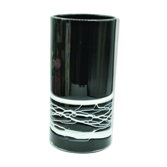 Vase design contemporain noir blanc Murano Venise