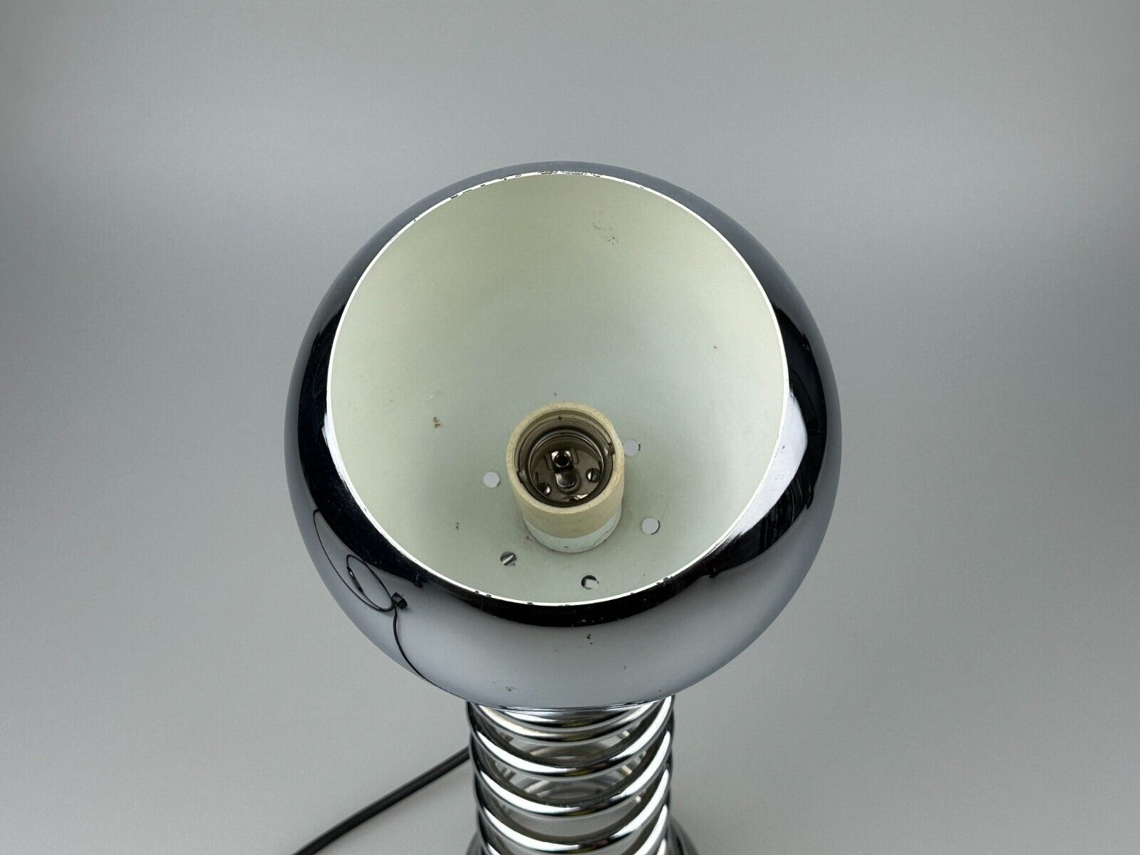 60s 70s table lamp ball lamp spring chrome metal space age design