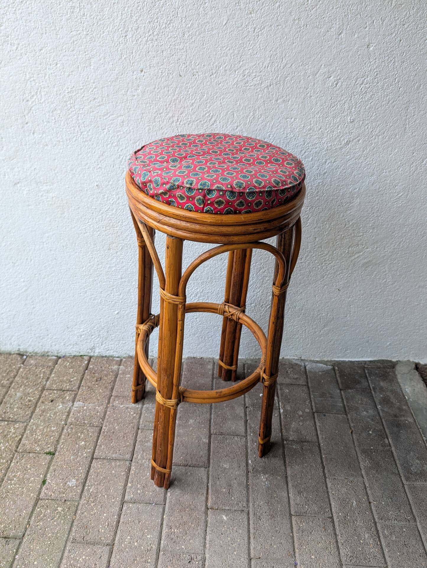 Tabouret haut en rotin – années 1960