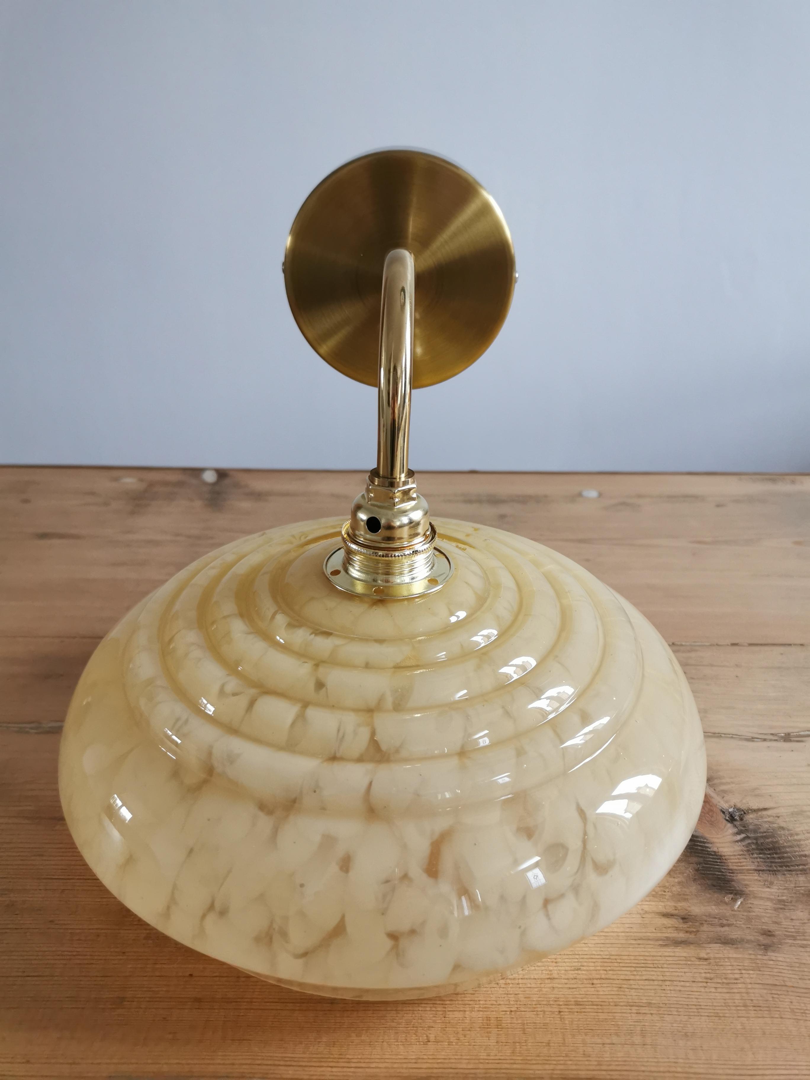 Vintage lampshade wall lamp in yellow Clichy glass