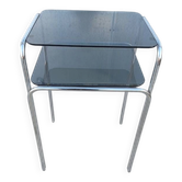 Table d'appoint vintage chrome et verre