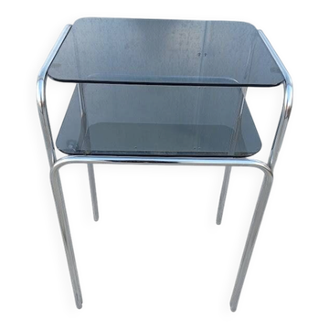 Table d'appoint vintage chrome et verre