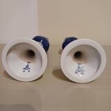 Pair of Delft earthenware candlesticks