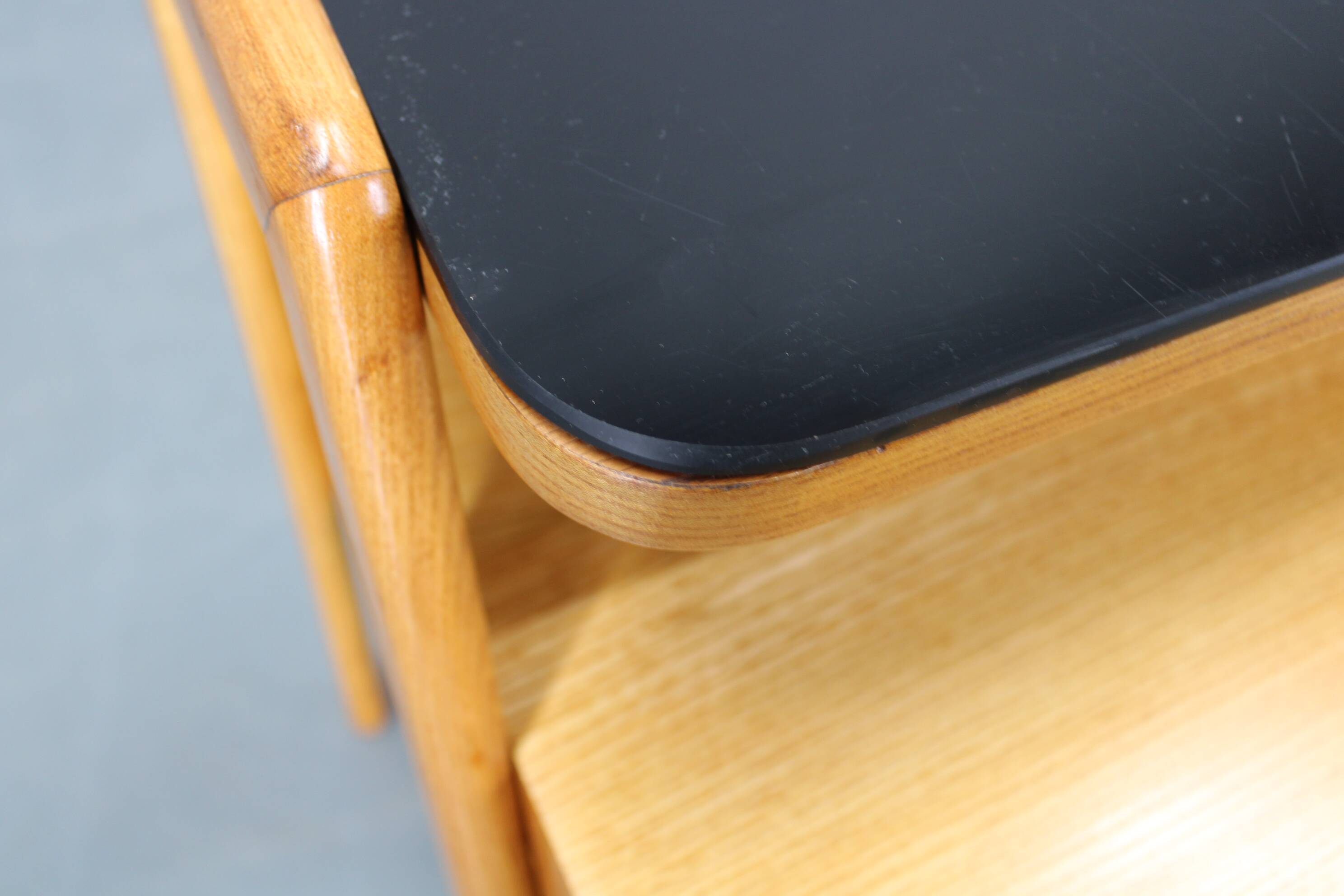 1960s Czechoslovakian Maple TV Rack with Drawers and Glass Top