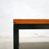Vintage square modernist coffee table in teak and metal
