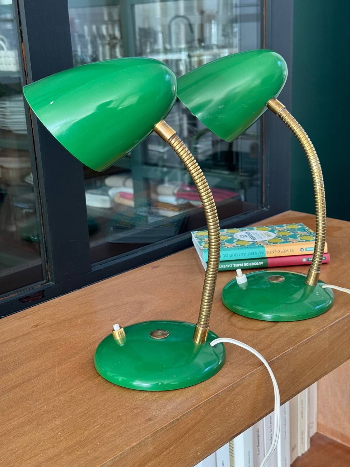 Lampes cocotte années 50/60 vert franc