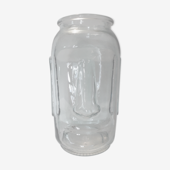 Moai vase in bluish transparent glass