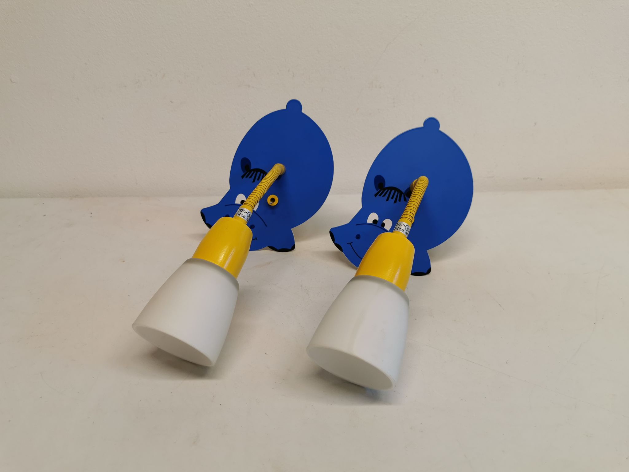 Cute hippo wall lamps for the children's room, Danish design from the 80-90s.