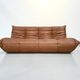 Canapé 3 places Togo en cuir cognac foncé par Michel Ducaroy pour Ligne Roset