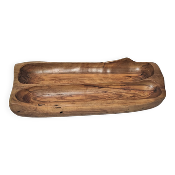 Sculptural cut solid walnut vintage monoxyl