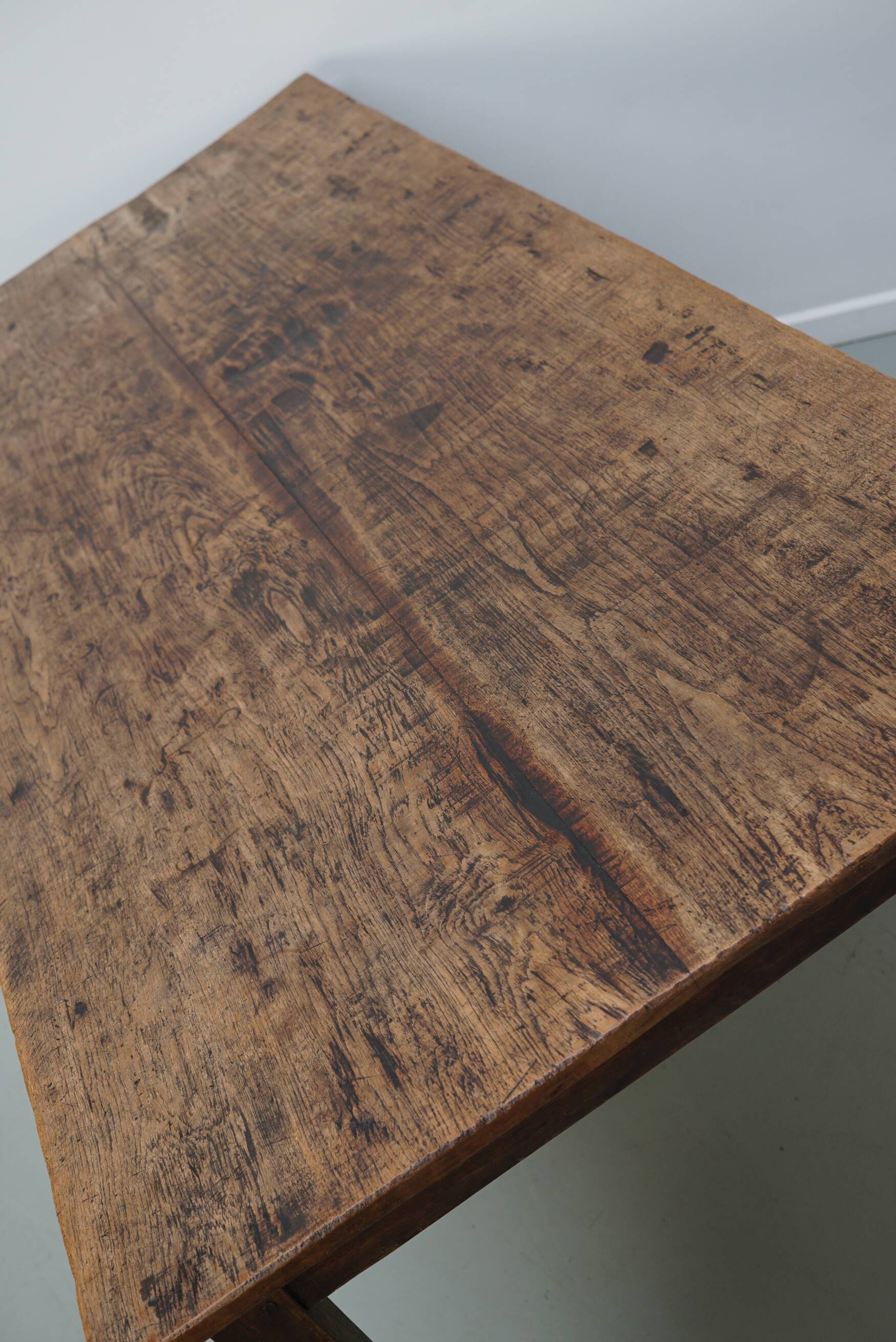Antique Oak Early 20th Century Dutch Rustic Farmhouse Dining Table
