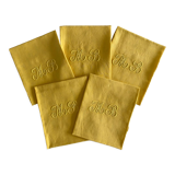 Set of 5  napkins daffodil monograms MB - 80x67 cm - linen threads