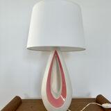 Organic design lamp in white and pink ceramic circa 1950
