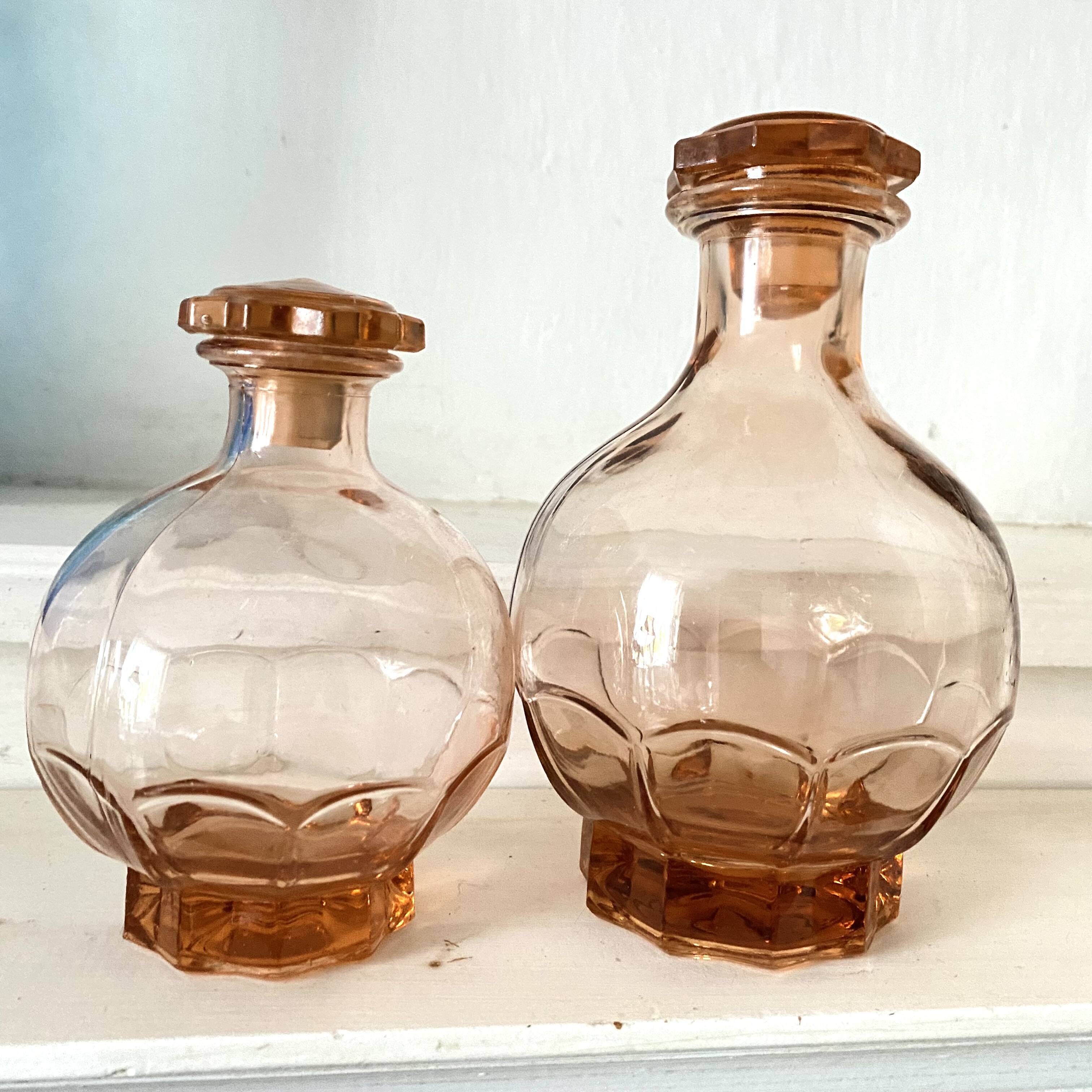 1950s pink glass carafes