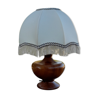 Wooden foot table lamp, charleston dome lampshade, Roaring Twenties style