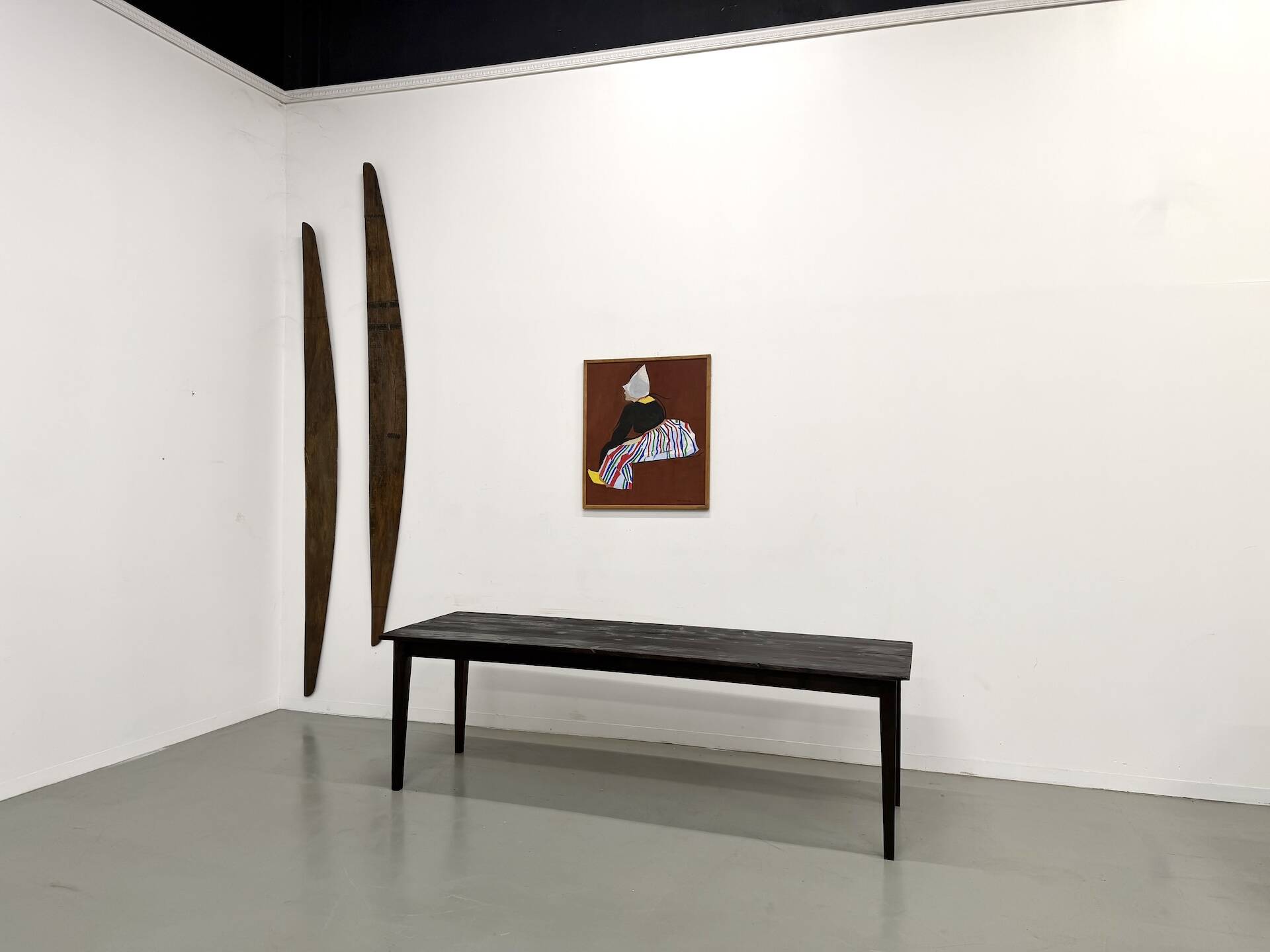 Large 1950s Farm Table in Burnt Wood (Shou Sugi Ban) – L245 cm