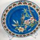 Longwy enamel blue plate bird and peony pattern