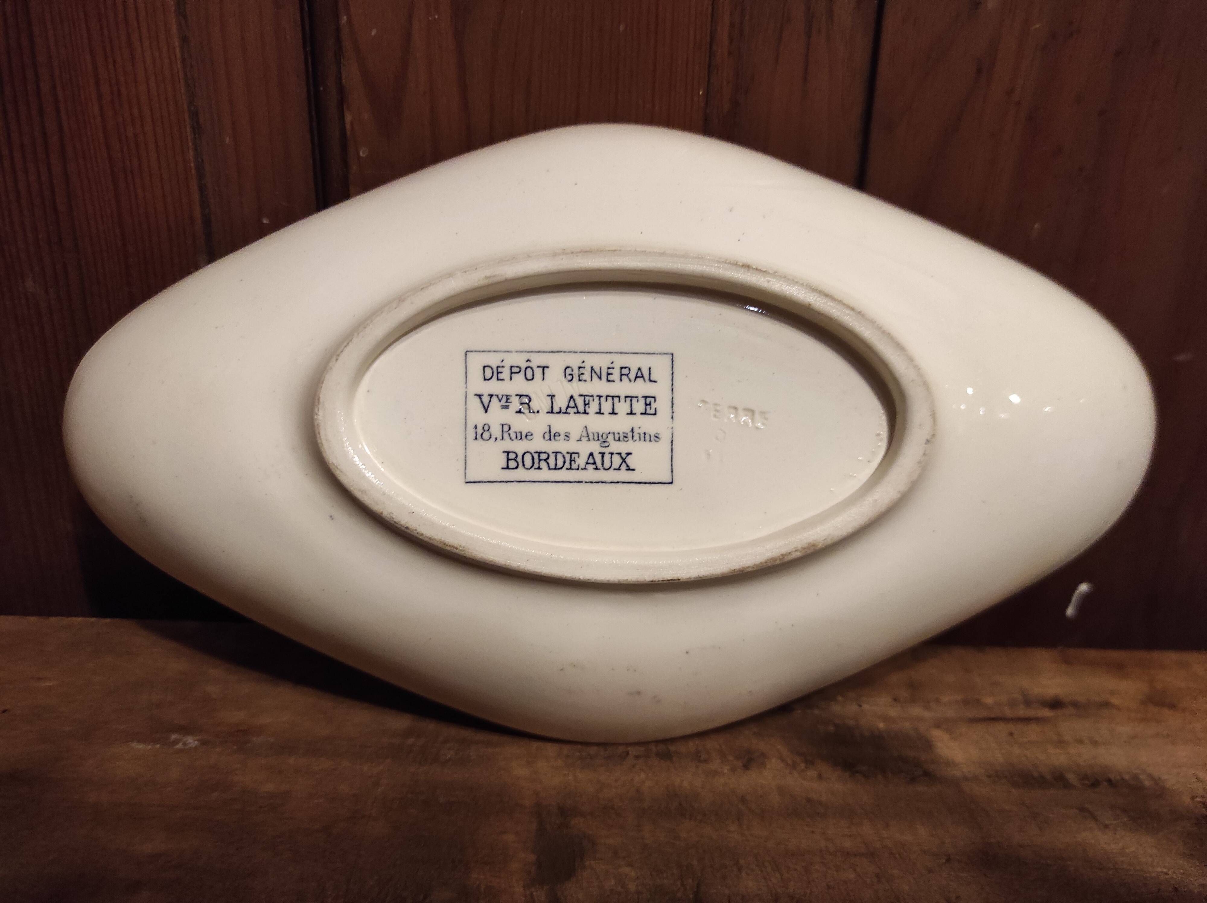 Beautiful large vintage French serving plate by R. Lafitte. General Depot, Terre de Fer, Salins.