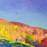 Peinture à l'huile "Rêvant des montagnes des Carpates en automne" par Boris Petrovich Serdyuk