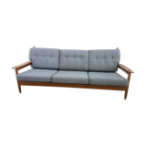Three seater sofa in fabric and wood