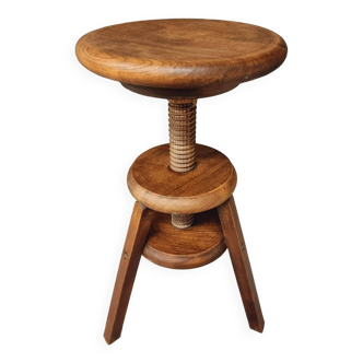 Old swivel stool, studio stool, painter's stool, oak