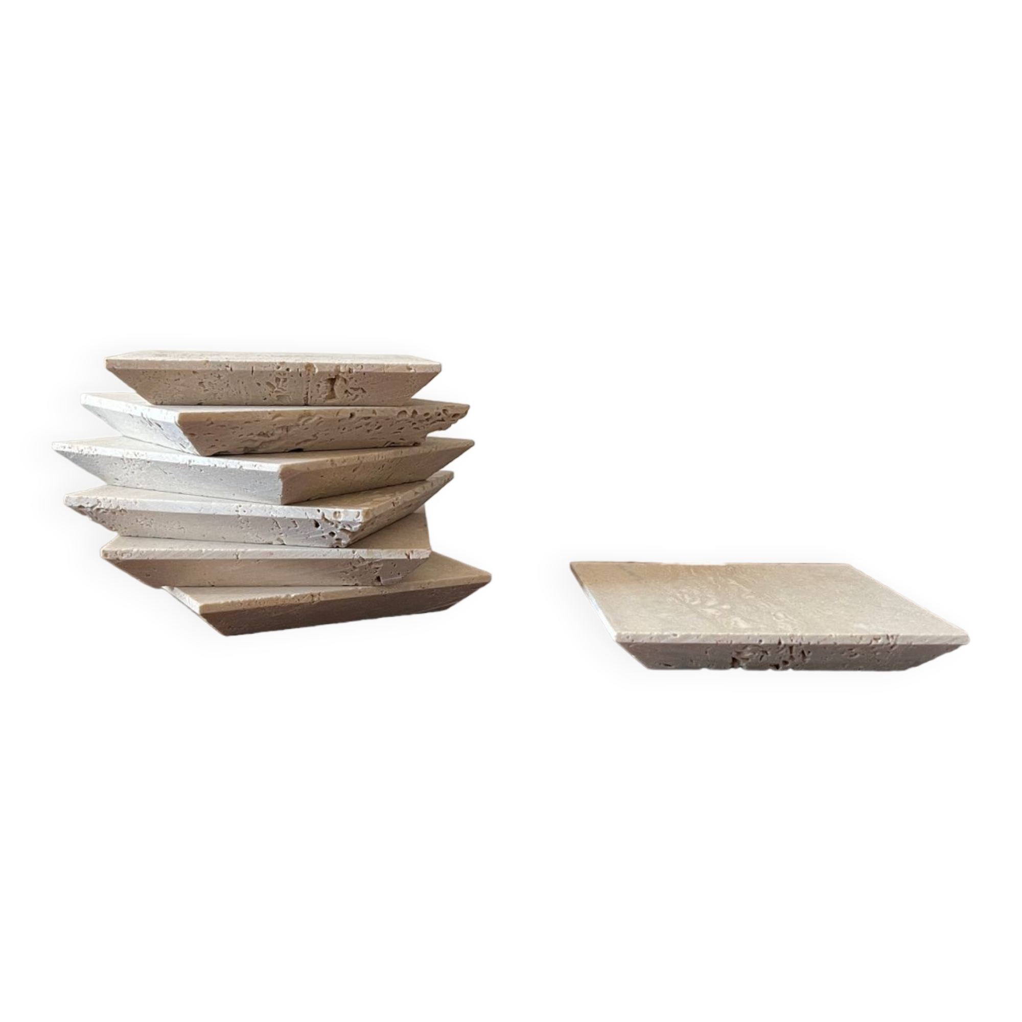 7 travertine marble coasters