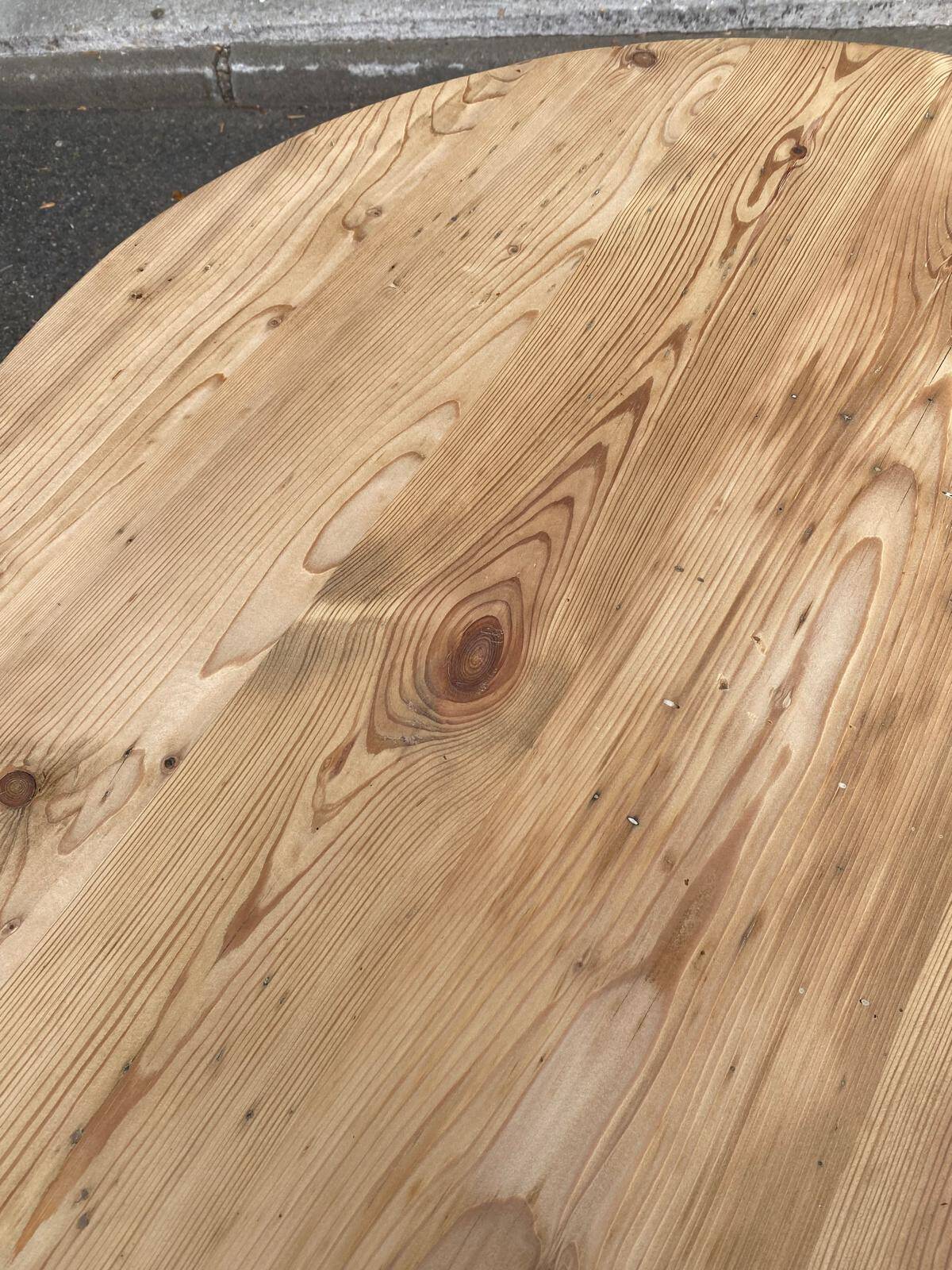 Round stripped solid pine kitchen table 98cm