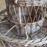 Rattan wicker glass and bottle holder basket