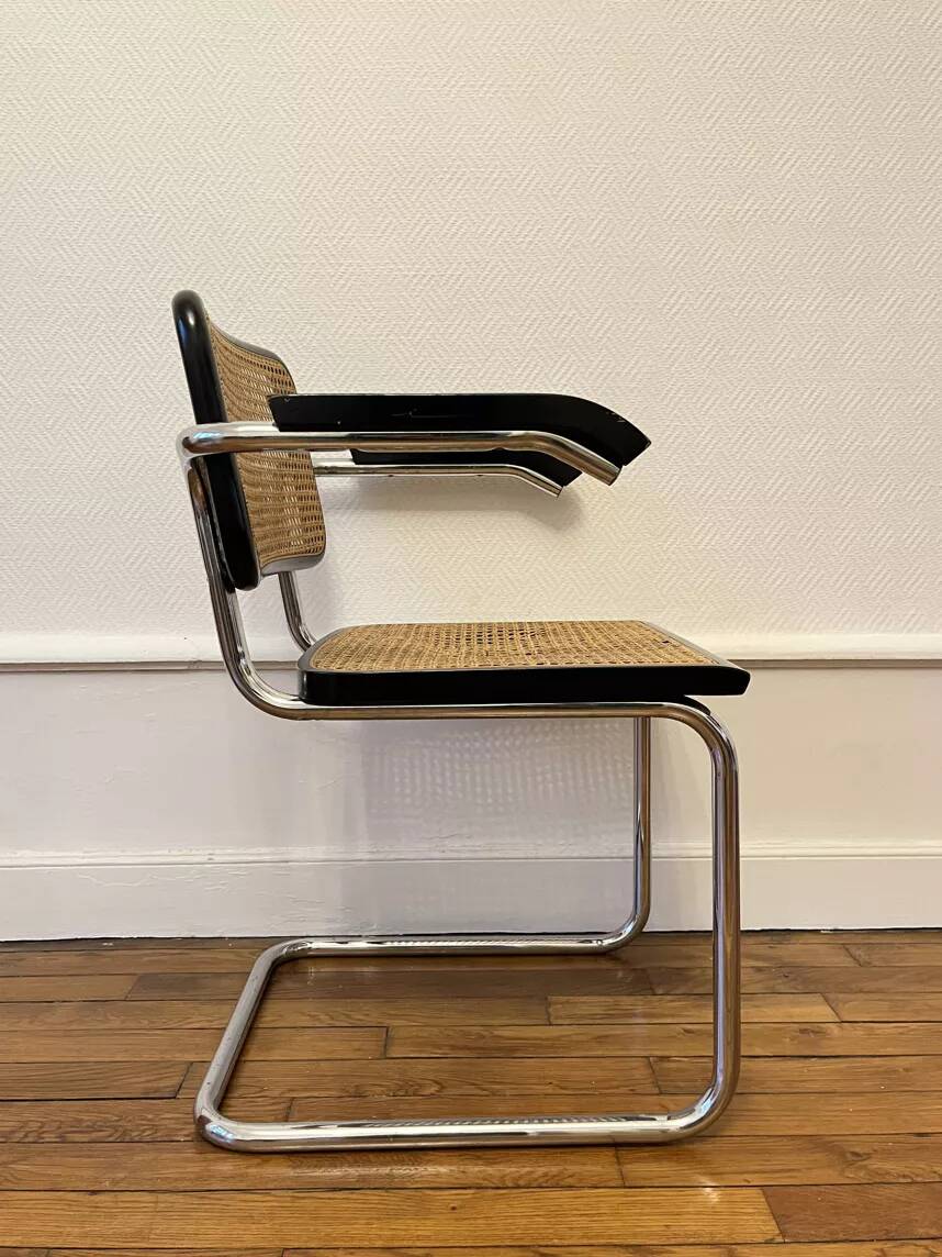 Cesca b64 black armchair by marcel breuer