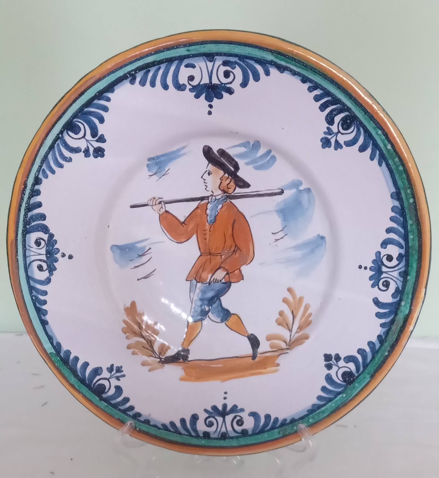 Lot of 10 pieces of vintage Spanish ceramics - Painted hanging crockery