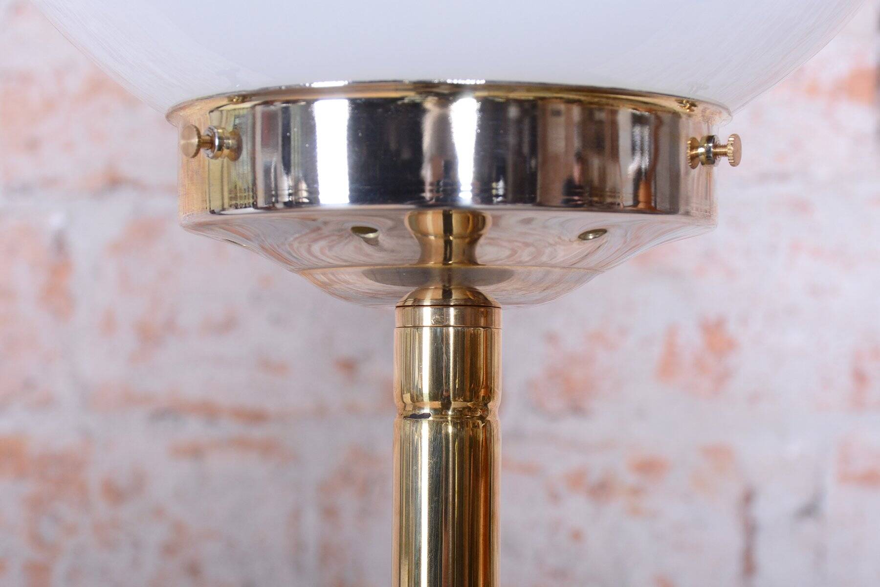 Mid-Century Modern Floor Lamp in Brass and Opaline Glass, 1960s