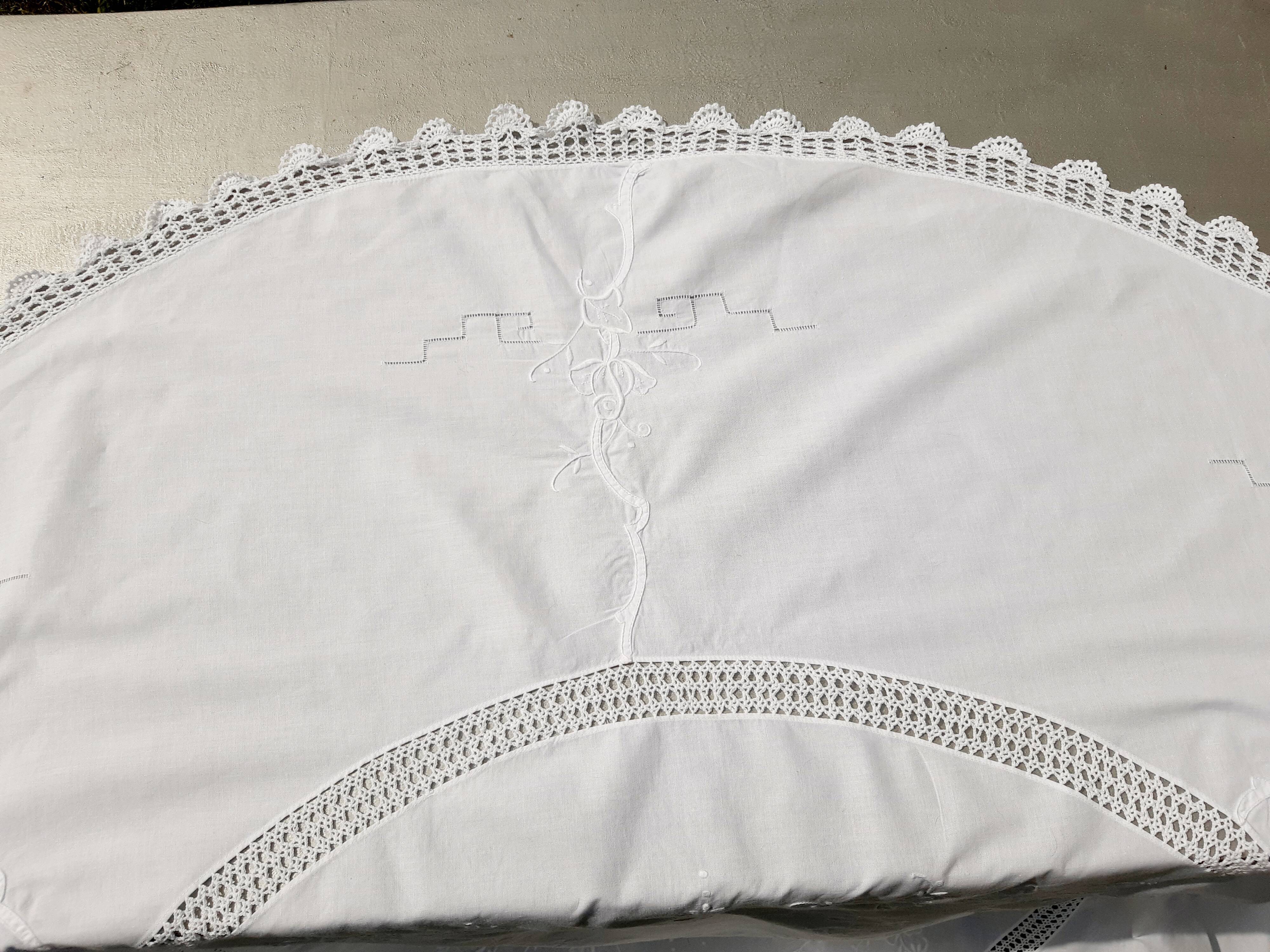White embroidered tablecloth