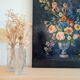 Antique painting on wood - bouquet of flowers