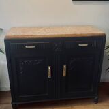 Black Art Deco sideboard with marble top