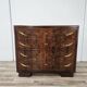 1940s Art Decò chest of drawers in walnut burl with black glass top