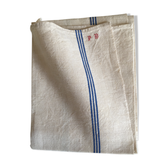 Linen towel reserves blue PB monogram red