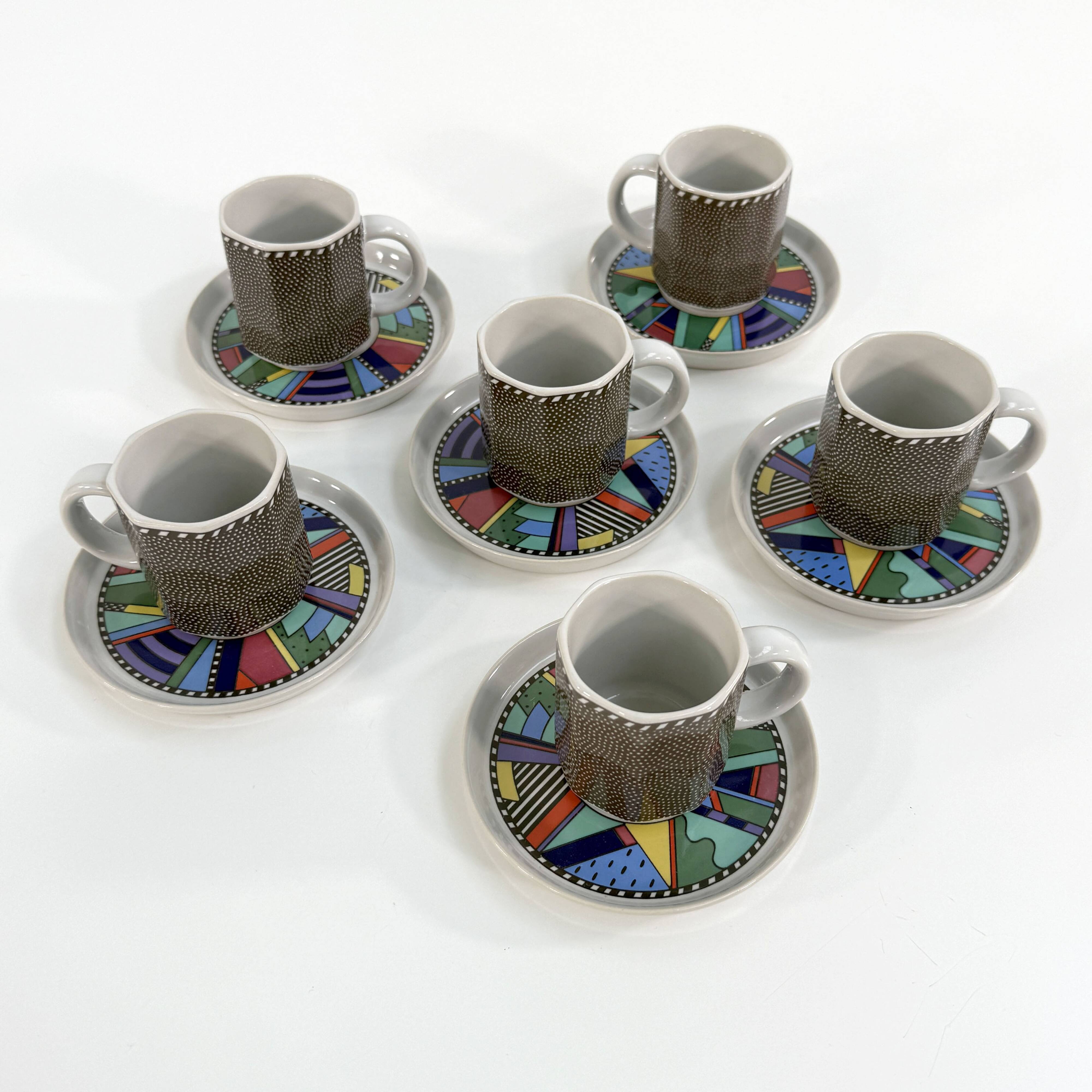 Set of 6 Scenario Metropol mugs by Barbara Brenner for Rosenthal, 90