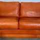 Vintage retro Danish 3 person cognac leather sofa