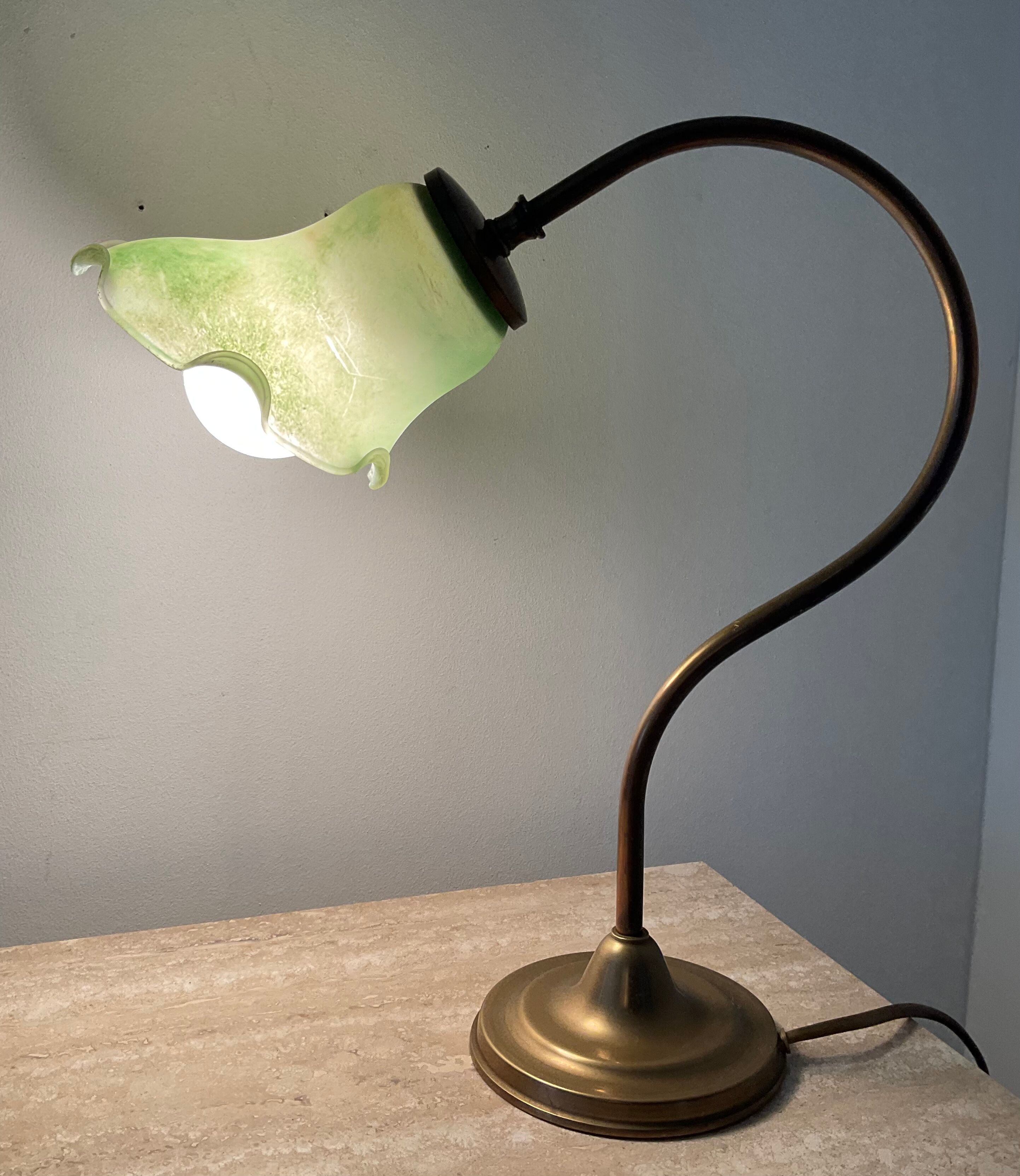 Vintage Kaelle lamp signed in brass and glass paste 70s