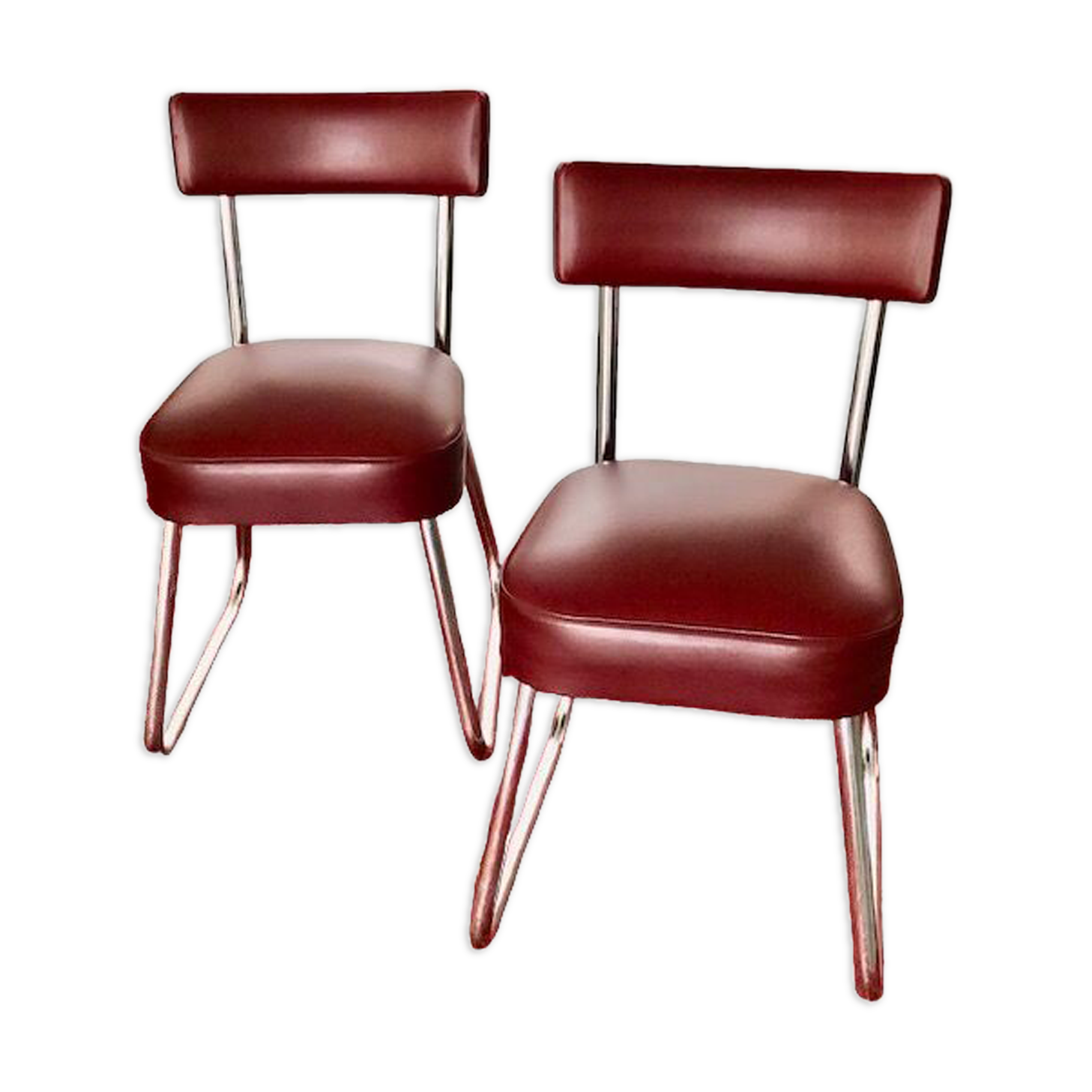 Office chairs in burgundy skaï 50s