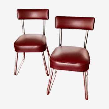 Office chairs in burgundy skaï 50s