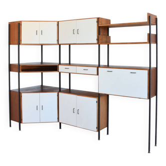Vintage 1950s modular corner bookcase