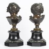 "The Children of Bacchus" Pair of Putti in bronze Late 19th Century