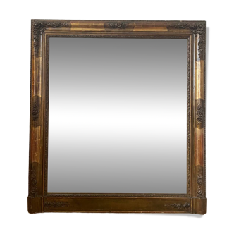 Large antique gilded wood mirror, 108cm x 118cm