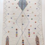 Moroccan Berber carpet azilal ecru with colored diamonds pastels 300x216cm